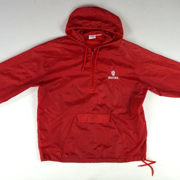 VTG 90s MV Sports Indiana Hoosiers 1/4 Zip Windbreaker Adult Large Logo Spellout - Picture 2 of 9